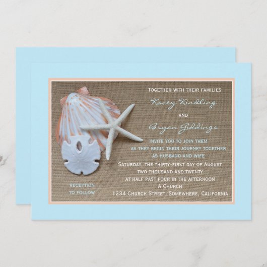 Einladung zum Hochzeitsfeiern am Strand (Vorne/Hinten)