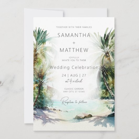 Einladung zum Hochzeitsfeiern am Strand des Tropic (Vorderseite)