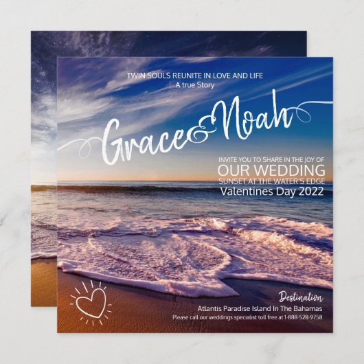 Einladung zum Hochzeitsfeiern am Strand von Twin F (Vorne/Hinten)