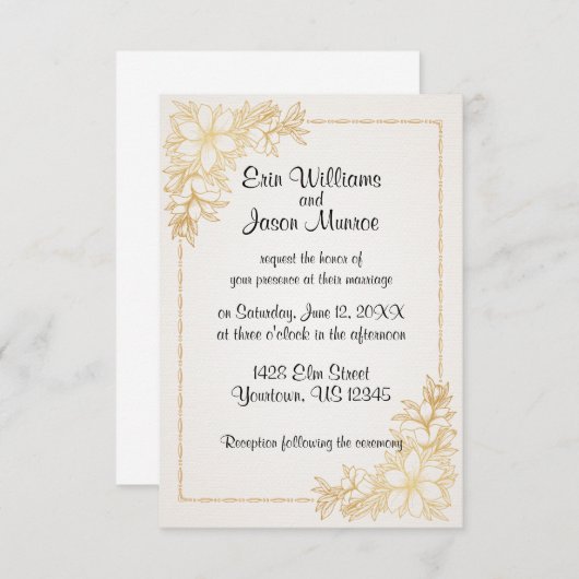 Einladung zum Hochzeitsfeiern an der goldenen Gren (Vorne/Hinten)