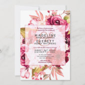 Einladung zum Hochzeitsfeiern auf dem Burgundy-Pla (Vorderseite)