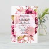 Einladung zum Hochzeitsfeiern auf dem Burgundy-Pla (Stehend Vorderseite)