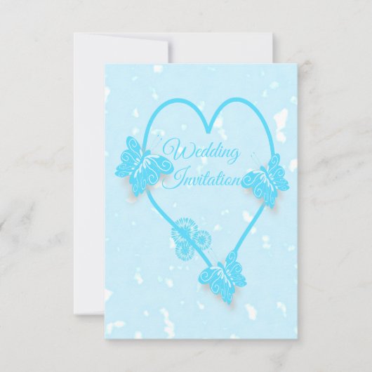 Einladung zum Hochzeitsfeiern Blaues Herz und Schm (Vorderseite)