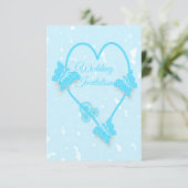 Einladung zum Hochzeitsfeiern Blaues Herz und Schm (Stehend Vorderseite)