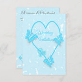 Einladung zum Hochzeitsfeiern Blaues Herz und Schm (Vorne/Hinten)