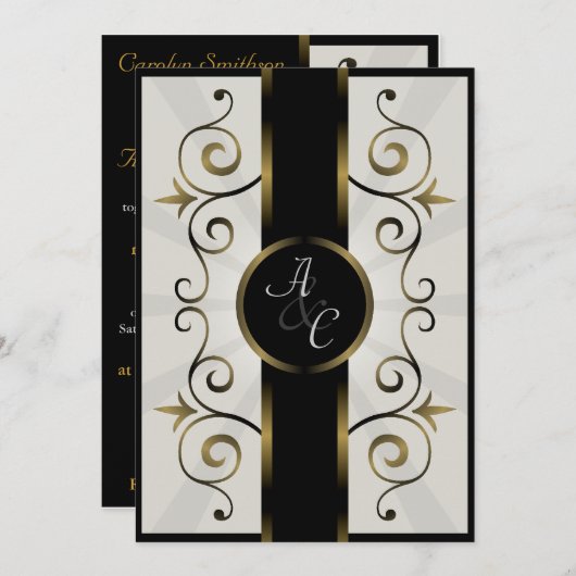 Einladung zum Hochzeitsfeiern Goldbrasse Eleganter (Vorne/Hinten)