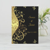Einladung zum Hochzeitsfeiern - Goldene Wirbel und (Stehend Vorderseite)