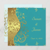 Einladung zum Hochzeitsfeiern - Goldene Wirbel und (Vorne/Hinten)