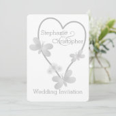 Einladung zum Hochzeitsfeiern - Herz und Schmetter (Stehend Vorderseite)