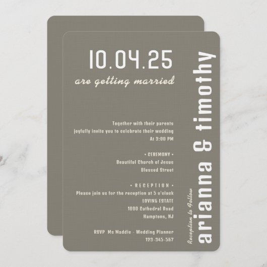 Einladung zum Hochzeitsfeiern im Alter und in hell (Vorne/Hinten)