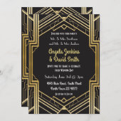 Einladung zum Hochzeitsfeiern im Black & Gold Deco (Vorne/Hinten)