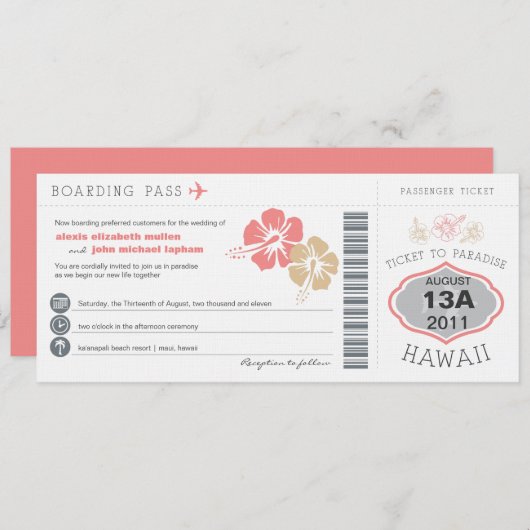 Einladung zum Hochzeitsfeiern im Boarding (Vorne/Hinten)