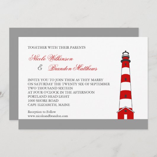 Einladung zum Hochzeitsfeiern im Leuchtturm (Vorne/Hinten)