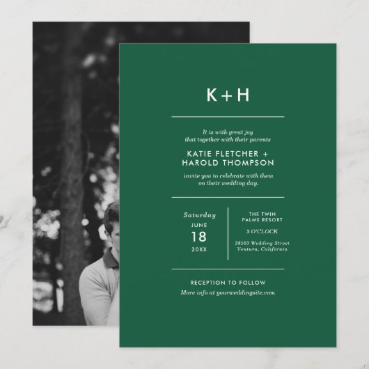 Einladung zum Hochzeitsfeiern im Minimalistischen  (Vorne/Hinten)