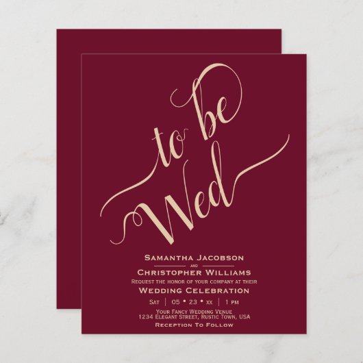 Einladung zum Hochzeitsfeiern im Minimalistischen (Vorne/Hinten)