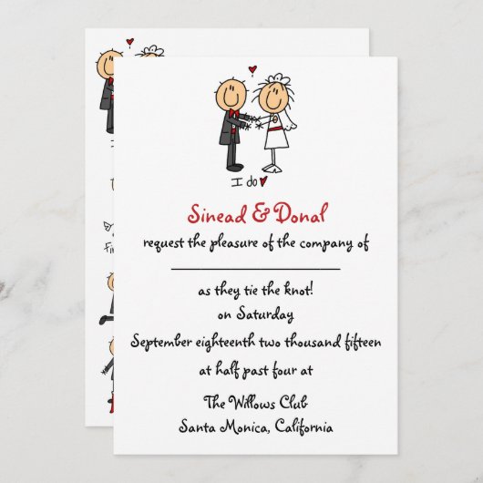 Einladung zum Hochzeitsfeiern im Strichmännchen (Vorne/Hinten)