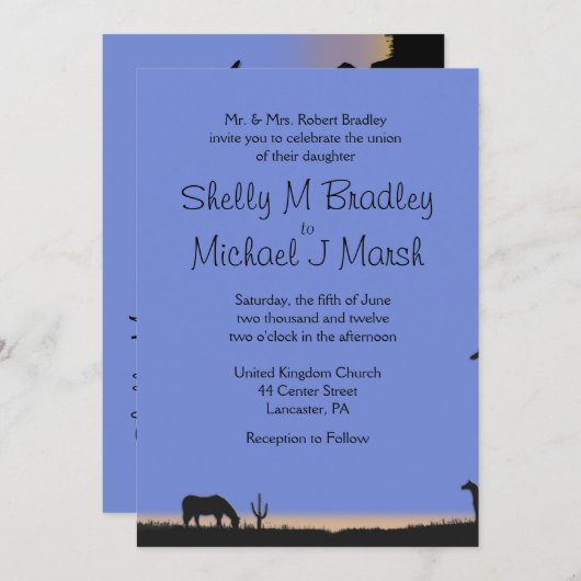 Einladung zum Hochzeitsfeiern im Western (Vorne/Hinten)