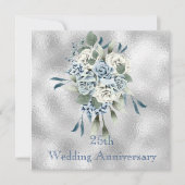 Einladung zum Hochzeitsfeiern in Dusty Blue Floral (Vorderseite)