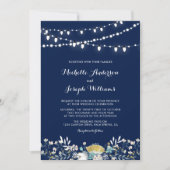 Einladung zum Hochzeitsfeiern in einem Navy & Gold (Vorderseite)