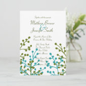 Einladung zum Hochzeitsfeiern in Grün und Blauer F (Stehend Vorderseite)