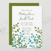 Einladung zum Hochzeitsfeiern in Grün und Blauer F (Vorne/Hinten)