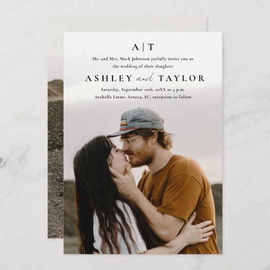 Einladung zum Hochzeitsfeiern in Monogram-Fotos (Vorne/Hinten)