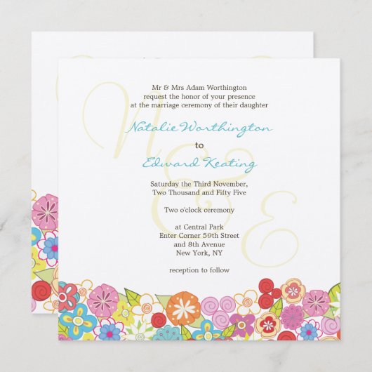 Einladung zum Hochzeitsfeiern in Monogram Spring (Vorne/Hinten)