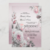 Einladung zum Hochzeitsfeiern in Rosa (Vorne/Hinten)