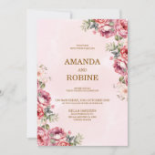 Einladung zum Hochzeitsfeiern in Rosa (Vorderseite)