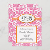 Einladung zum Hochzeitsfeiern in Rosa und Orange D (Vorne/Hinten)