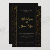 Einladung zum Hochzeitsfeiern in Schwarz-Gold-Glit (Vorne/Hinten)