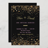 Einladung zum Hochzeitsfeiern in Schwarz-Gold-Glit (Vorne/Hinten)