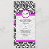 Einladung zum Hochzeitsfeiern in Schwarz-Rosa-Dama (Vorne/Hinten)