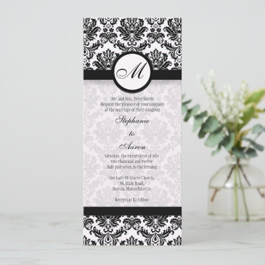 Einladung zum Hochzeitsfeiern in Schwarz-Weiß-Dama (Stehend Vorderseite)