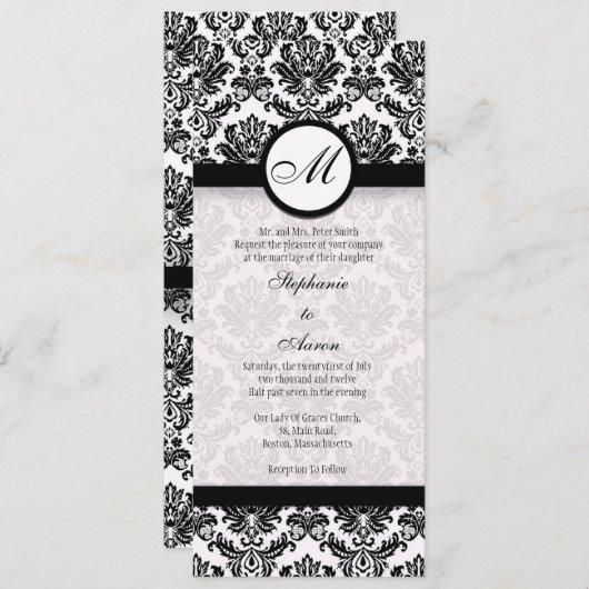 Einladung zum Hochzeitsfeiern in Schwarz-Weiß-Dama (Vorne/Hinten)