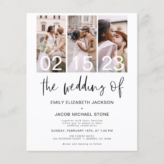 Einladung zum Hochzeitsfeiern in Schwarz-Weiß-Foto (Vorderseite)