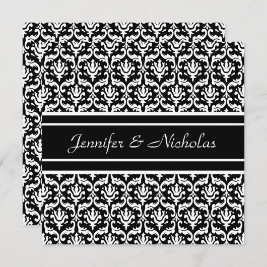 Einladung zum Hochzeitsfeiern in stilvollen Schwar (Vorne/Hinten)