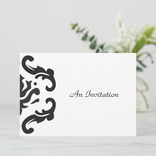 Einladung zum Hochzeitsfeiern in stilvollen Schwar (Stehend Vorderseite)