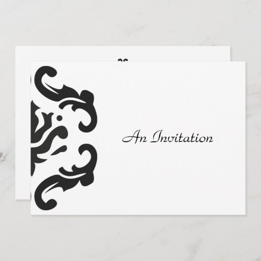 Einladung zum Hochzeitsfeiern in stilvollen Schwar (Vorne/Hinten)