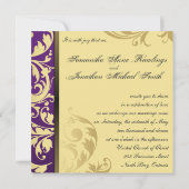 Einladung zum Hochzeitsfeiern Lila Goldschimmer (Rückseite)