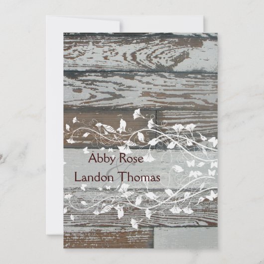 Einladung zum Hochzeitsfeiern mit altem Holz - Wei (Rückseite)