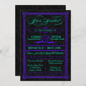 Einladung zum Hochzeitsfeiern mit Aquamarinem und (Vorne/Hinten)