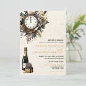 Einladung zum Hochzeitsfeiern mit Black & Gold Sil (Stehend Vorderseite)