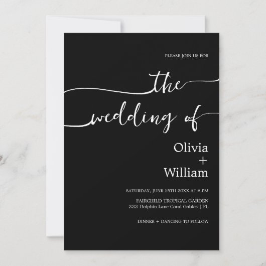 Einladung zum Hochzeitsfeiern mit Black Script-Fot (Vorderseite)