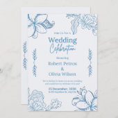 Einladung zum Hochzeitsfeiern mit Blauer Blauer Fl (Vorne/Hinten)