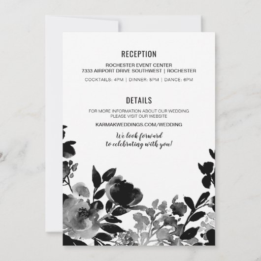 Einladung zum Hochzeitsfeiern mit Blumenbezug (Sch (Rückseite)