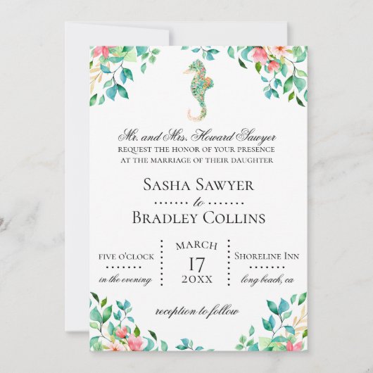 Einladung zum Hochzeitsfeiern mit botanischem Seep (Vorderseite)