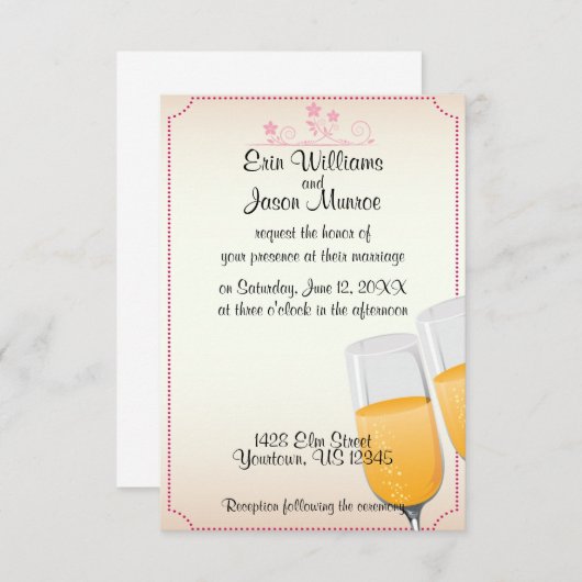 Einladung zum Hochzeitsfeiern mit Champagner (Vorne/Hinten)