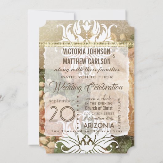 Einladung zum Hochzeitsfeiern mit dem Pink Rose Go (Vorderseite)