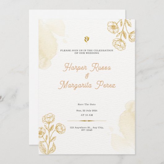 Einladung zum Hochzeitsfeiern mit eigener Marke (Vorne/Hinten)